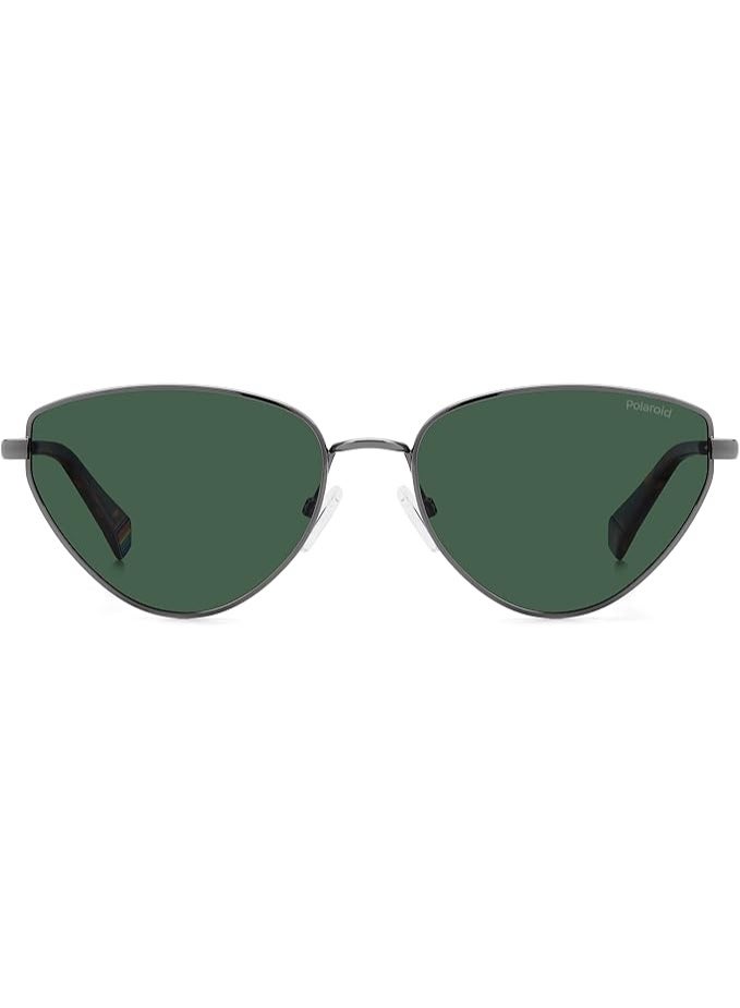 Polaroid Unisex Cat-Eye Sunglasses - PLD 6234/S/X 57, Ruthenium Grey Frame with Green Polarized Lenses - Image 2
